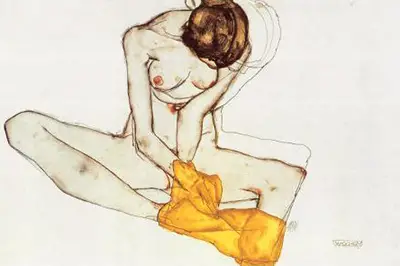 Mujer con Panuelo Amarillo Egon Schiele